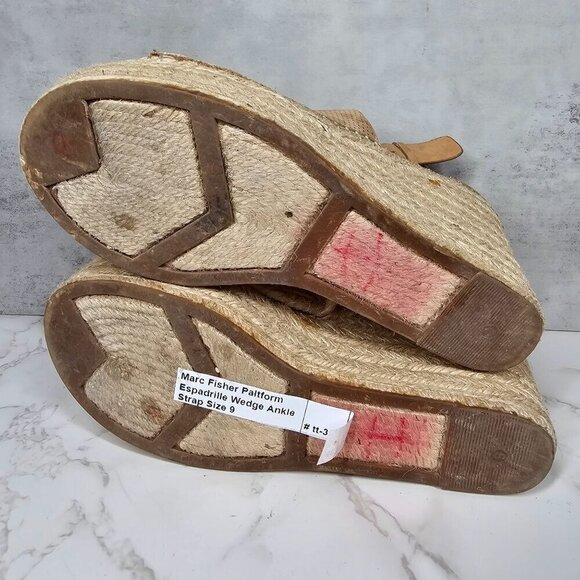 Marc Fisher Lannie Platform Espadrille Heel Ankle Strap Tan Women's 9 - Picture 10 of 14